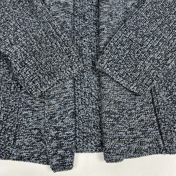 Talbots XL PETITE Marled Blue Gray 100% Cotton Ribbed Knit Open Cardigan Sweater - Picture 4 of 10